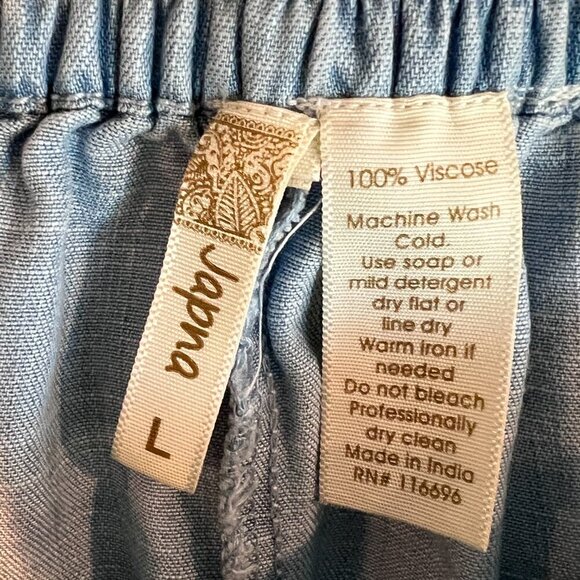 Japna Chambray Viscose Lightweight Pull On Elastic Waist Shorts Pockets Medium - Picture 2 of 7